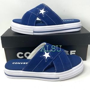 Converse One Star Sandal Slides Sip Navy Suede Women’s Sizes 564147C